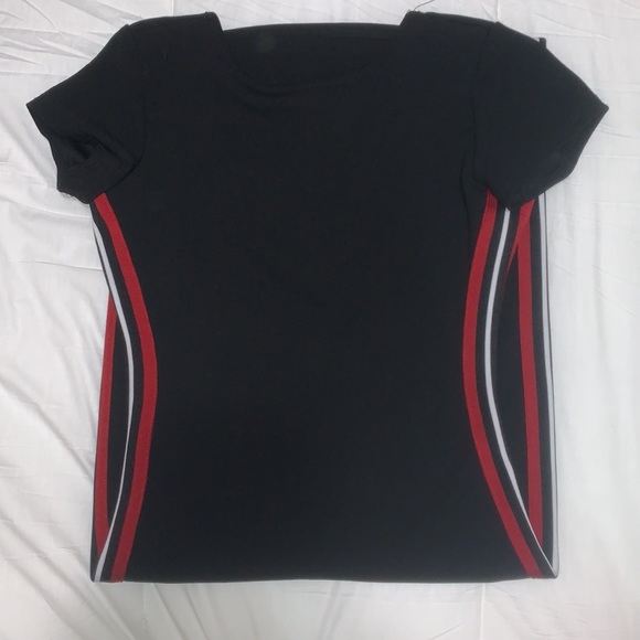 Super cute black with red stripe body-con dress - Picture 3 of 6
